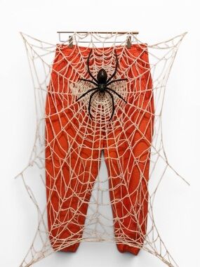 Spider Orange Graphic Sweatpants with White Logo size XL